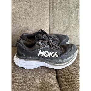 Hoka One One Bondi 8 Shoes Womens Size 7B Black Running Sneakers Cushioned